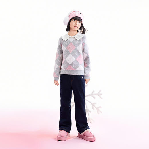 【实体店同款】女童翻领针织毛衫冬季新款安奈儿童装AG544065 商品图3