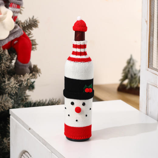 圣诞节装饰品红酒香槟套 卡通针织酒瓶套 酒店餐厅氛围感场景布置 商品图6