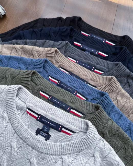 D111729男款秋冬精典款加厚七色绞花圆领毛衣 商品图9