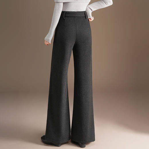 QYM 9539-Y仿羊毛斜纹加绒筒喇裤高腰宽松休闲裤厚款 商品图2