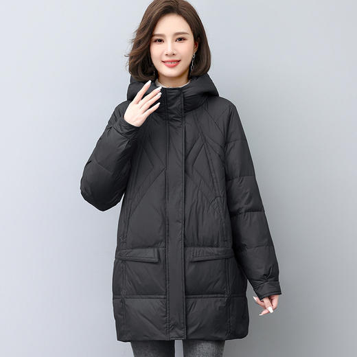 丁摩 90白鸭绒大码宽松休闲中长款羽绒服女冬装新款百搭羽绒外套5ZF-363211 商品图3