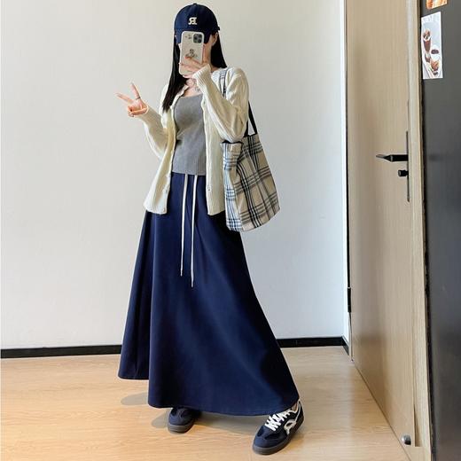 占姆士奥莱线上款  (裙长足够长，可在里面搭配保暖裤）韩系简约半身裙 女初春新款高腰直筒半裙垂坠感卫裙长裙子 商品图8