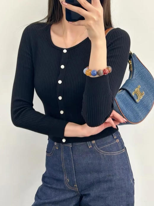 赛琳 25秋冬新款 黑色经典针织开衫(TM) 商品图7