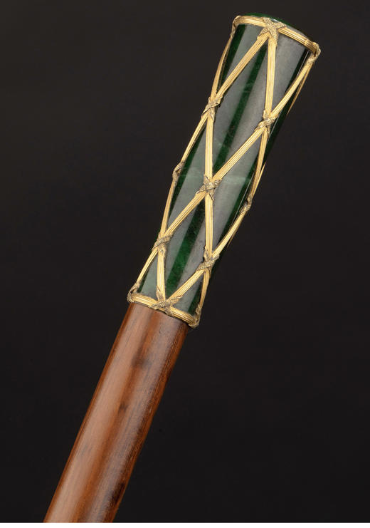 独角鹿西洋古董 1910年代法国出品黄金编织镶嵌玉石蛇木杖身古董手杖 商品图2
