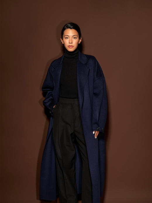 Puree｜#0829 羊绒伦敦长大衣[ 砂色 / 藏蓝 ] 商品图4