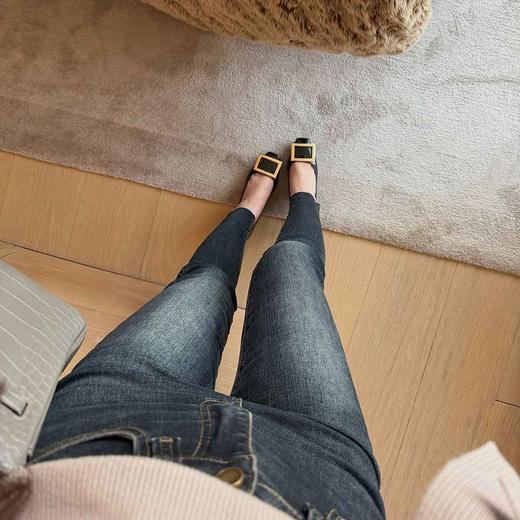 LINCHAOZHANG 3D镭射猫须显腿长纸片人高腰小脚提臀牛仔裤女新款 商品图1