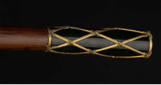 独角鹿西洋古董 1910年代法国出品黄金编织镶嵌玉石蛇木杖身古董手杖 商品图4