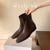 西遇内增高短靴女新款秋冬韩系百搭洋气小踝靴黑色方头瘦瘦靴V2157198 商品缩略图1