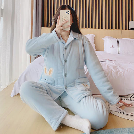 丁摩 新款婴儿绒加厚夹棉月子服孕妇哺乳柔软套装秋冬5ZF-11175 商品图2