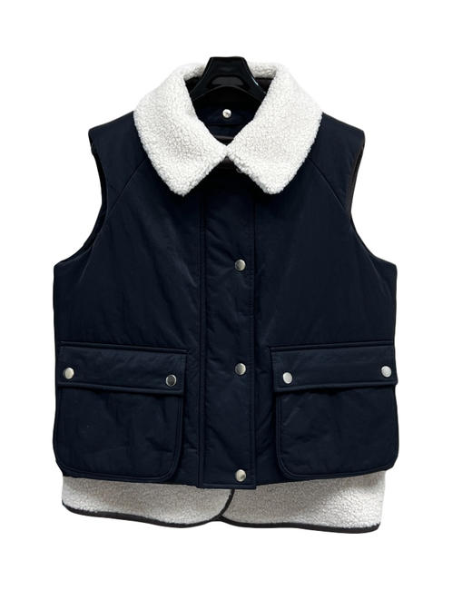 女款可拆卸领皮毛棉服马甲he014 商品图0