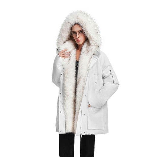 FDR官方店 中长款毛领大衣座山雕外套工装派克服式羽绒服女款冬季 商品图3