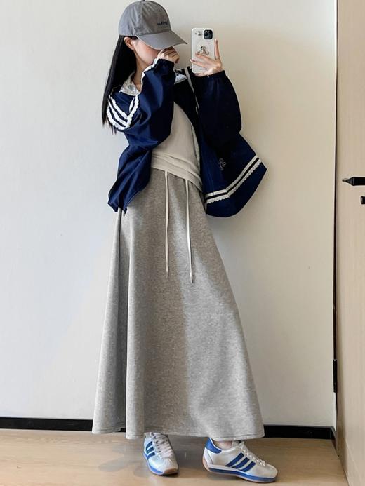 占姆士奥莱线上款  (裙长足够长，可在里面搭配保暖裤）韩系简约半身裙 女初春新款高腰直筒半裙垂坠感卫裙长裙子 商品图7