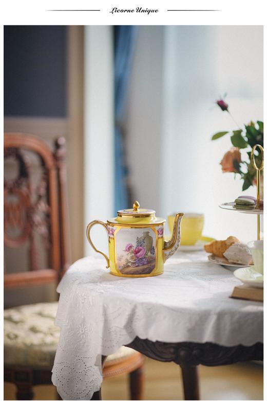 【已售】独角鹿西洋古董 18世纪末19世纪初法国出品手绘描金花卉主题彩绘咖啡壶 商品图0