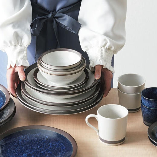 日式超轻量餐具小碗饭碗餐盘深盘复古绣圈白唐津 商品图0