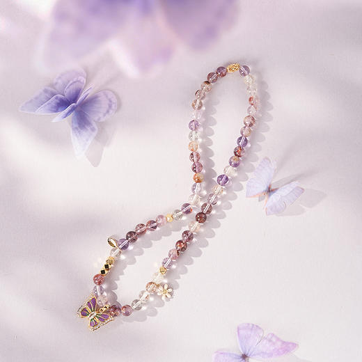 大英博物馆 博物志系列 蝴蝶秘境 紫幽灵水晶双圈手链 商品图2
