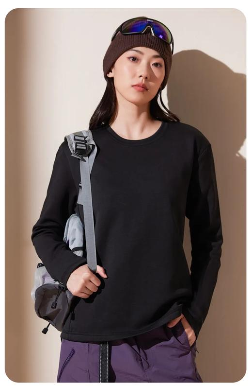 D111708可机洗双面羽绒填充轻暖琐温三防工艺纯色圆领打底衫长T 商品图2