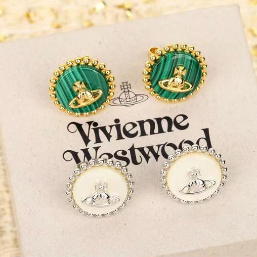 春日限定【抢先购】Vivienne西太后圆形土星孔雀石吊坠手链/耳饰/项链  西太后圆形土星白贝吊坠项链/手链/耳饰 商品图12