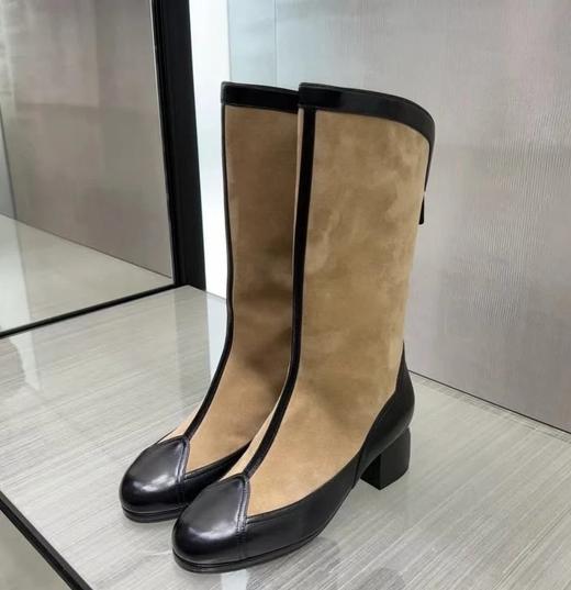 重磅渠道   25麂皮拼接短靴  高级手工坊  拼色中筒短靴 商品图0