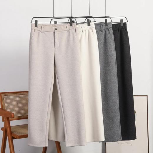 D111702绵羊毛混纺轻商力秋冬厚款男士简约纯色百搭小直筒休闲长裤 商品图7