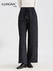 【醋酸羊毛裤】阿菁娜冬季新款醋酸羊毛裤吊钟抽绳设计直筒藏肉显瘦通勤休闲两穿F30D210010 商品缩略图0