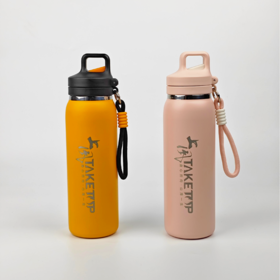 Taketop 上风316不锈钢双饮骑行吸管杯双层真空长效旅行保温杯