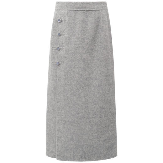 SELFWHO绵羊毛混纺双面呢双色新中式盘扣半身裙女2025冬新款半裙 商品图3