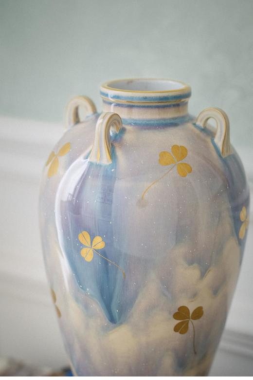 【已售】独角鹿西洋古董 1901年代法国出品古希腊风格窑变釉三叶草描金修饰瓷瓶 商品图2