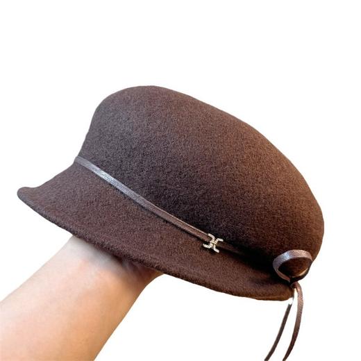 丁摩 秋冬羊毛蝴蝶结绑带贝雷帽子女时尚显脸小渔夫帽云朵爆头帽5ZF-526 商品图4