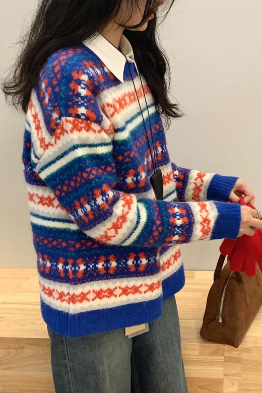 HAYES 高级氛围感拼色提花条纹毛衣 21558 商品图3