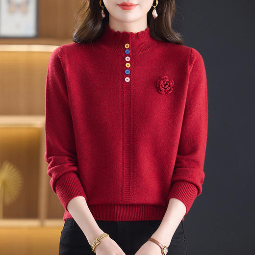 FCY 2355针织衫纽扣毛衣爆款慵懒风上衣 商品图0