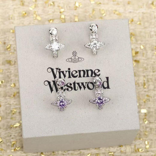 春日限定【抢先购】Vivienne西太后半开口土星紫钻耳饰银色/西太后半开口土星钻石耳饰银色 -mi_bba 商品图3