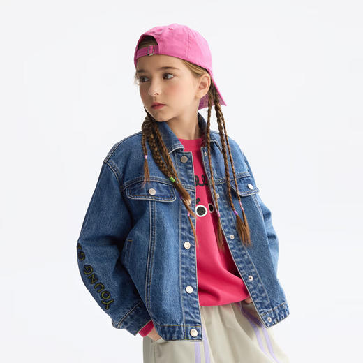 【MQD】套装女童外套2025春季新款儿童牛仔翻领简约百搭潮酷宝宝上衣 商品图2