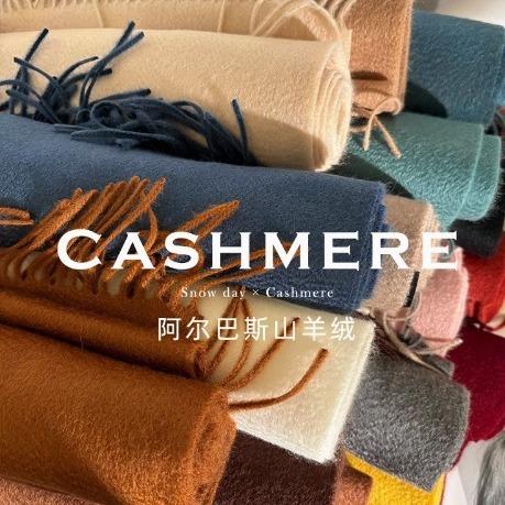 殿堂级！2025阿尔巴斯纯山羊绒围巾冬季女水波纹情侣窄版纯色保暖围脖！ 商品图1