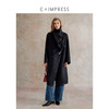 C+IMPRESS/西嘉美丽诺绵羊毛 黑色双面呢大衣女中长款拼皮边外套DY2504027 商品缩略图1