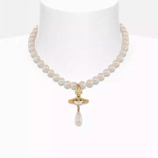 春日限定【抢先购】Vivienne西太后珍珠水滴吊坠土星项链j金色/银色   西太后珍珠水滴吊坠土星耳饰银色/金色-mi_bba 商品图8