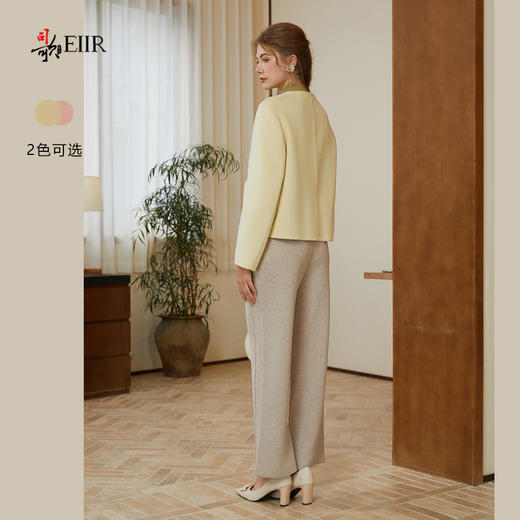司歌绵羊毛国风双面尼外套大衣女圆领短款Q92G285 商品图3