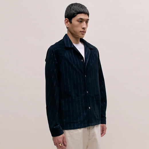A KIND OF GUISE 日本细灯芯绒面料不规则条纹宽松开领衬衫夹克 商品图2