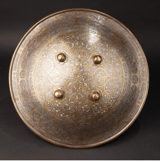 独角鹿西洋古董 1820年波斯卡扎尔时期鋄金银花纹装饰摆件三件套 商品图5