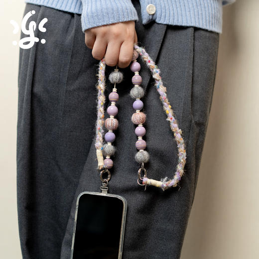 古古楽多功能奶油温柔秋冬毛线编织手机绳 商品图5