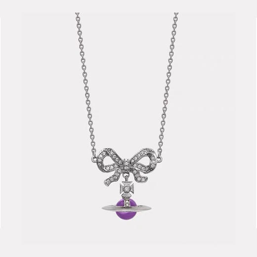 春日限定【抢先购】Vivienne西太后蝴蝶结紫球耳饰银色/手链银色/项链银色-mi_bba 商品图3