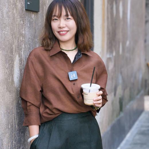 菜菜家两面穿香云纱衬衫|数十次染色晒莨工艺，油亮如皮衣，四种穿法，一件抵N件 商品图5