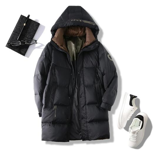 D111704冬季90鹅绒中长款羽绒服加厚保暖防寒连帽冬装休闲外套 商品图10