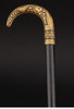 【已售】独角鹿西洋古董 1900年代西班牙出品卷叶花卉纹饰托莱多钢镶嵌黄金杖柄硬木古董手杖 商品缩略图2