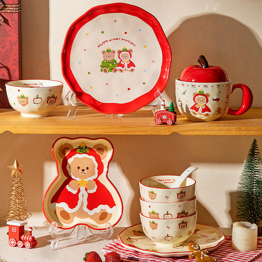 摩登主妇圣诞礼物陶瓷马克杯带盖高颜值女生咖啡杯子吸管水杯 商品图3