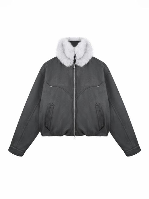 早乙女惠子saotome/STMWT13343/可拆卸毛领夹棉麂皮夹克 商品图3