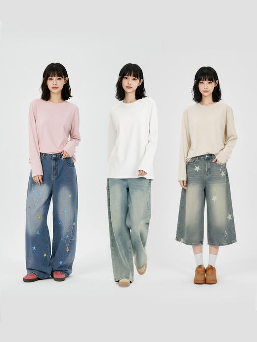 甄选230g精梳纯棉!【细腻柔软❗️简约百搭】重磅美式新疆纯棉T恤男女同款休闲圆领宽松打底长袖上衣服潮。ja 商品图2