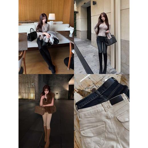 LINCHAOZHANG 3D镭射猫须显腿长纸片人高腰小脚提臀牛仔裤女新款 商品图4