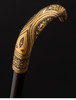 【已售】独角鹿西洋古董 1900年代西班牙出品卷叶花卉纹饰托莱多钢镶嵌黄金杖柄硬木古董手杖 商品缩略图3