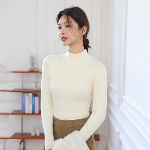 青乔慕染新款韩系半高领加绒打底衫JYF6007 商品图0