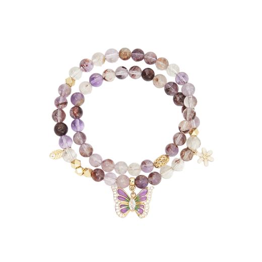 大英博物馆 博物志系列 蝴蝶秘境 紫幽灵水晶双圈手链 商品图4